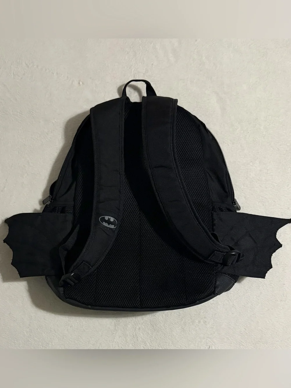 Black Batman Emblem Men's Backpack with Winged Side Panels